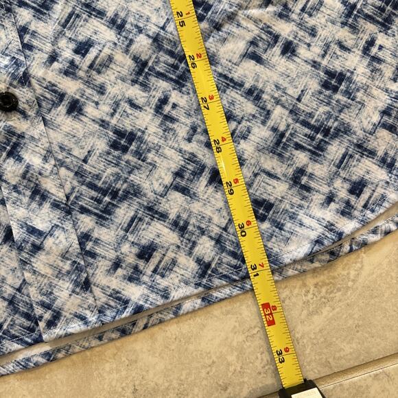7 Diamonds Shirt Mens Sz XXL 4 Way Stretch Blue Abstract Short Sleeve Button Up - Picture 7 of 9